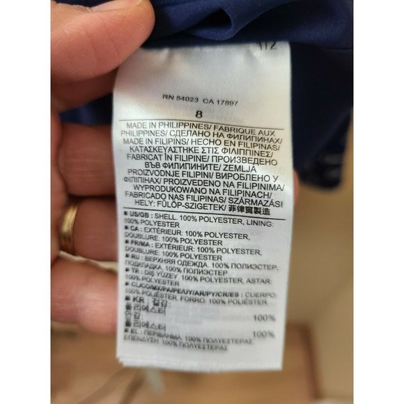 Banana Republic Womens Mini Skirt Size 8 Navy Blue Key Print Flare A-Line Fluted - Picture 6 of 6